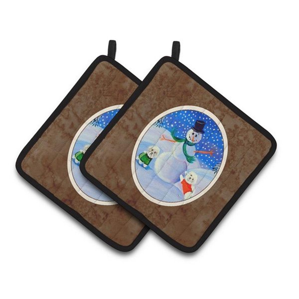 Carolines Treasures Snowman Bichon Frise Pair of Pot Holders, 7.5 x 3 x 7.5 in. 7145PTHD